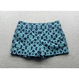 Vineyard Vines Chino Shorts Womens 0 29x4 Blue Green Lattice Geometric Preppy